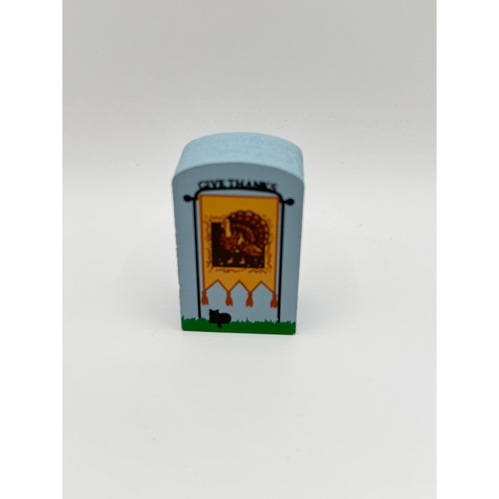 The Cat's Meow Village 2001 Thanksgiving Flag Turkey‎ Wood Shelf Sitter 01-904